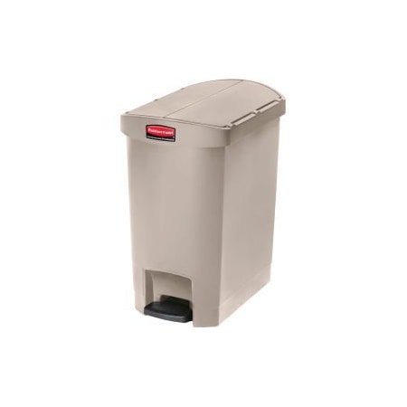 Rubbermaid Commercial Rubbermaid Slim Jim 1883457 Plastic Step On Container, End Step 8 Gallon  Beige 1883457